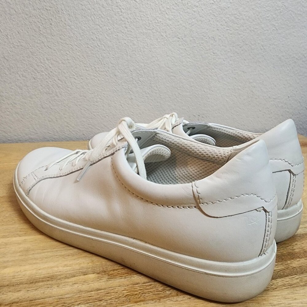 Ecco Soft 7 Shoes Womens Size 9 9.5 White Leather Lace Up Comfort Walking - Picture 4 of 13